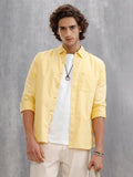 Solid 100%Cotton Regular Fit Shirt |Yellow