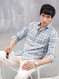 Comfort Fit Checkered Pattern Casual Shirt | Blue