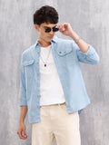 Double Pocket Chambray Shirt In Regular Fit  |  Blue