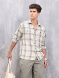 Double Pocket Comfort Fit Checks Shirt I Brown