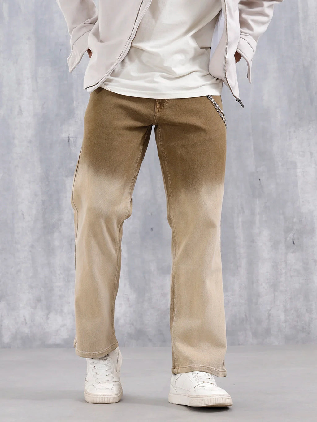 Men's Casual Bootcut Fit Ombre Jeans | Khaki