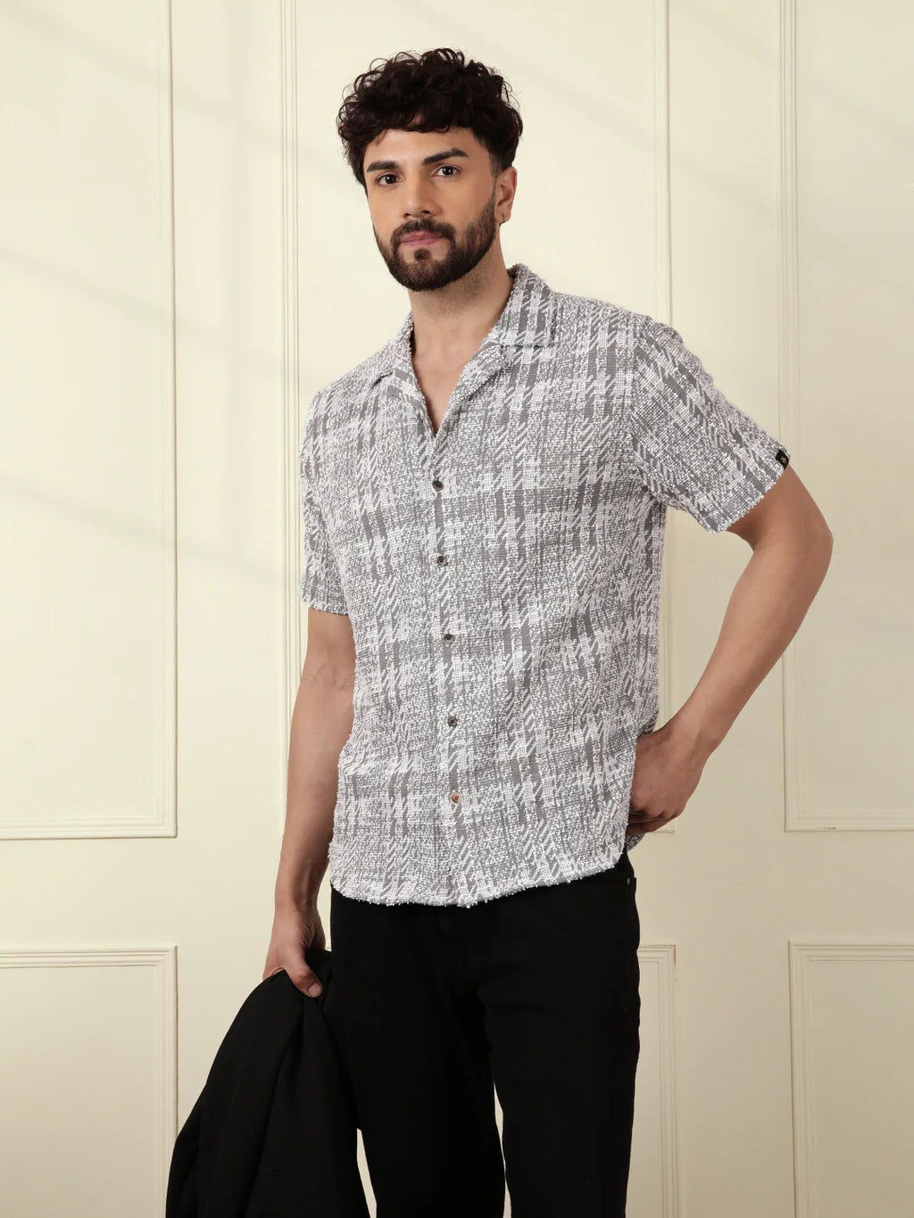 Textured Knit Shirt | Grey