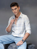 Men's casual check design slimfit shirt | Light Blue
