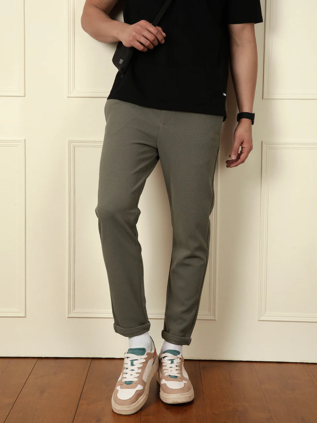 Solid Cotton Blend Knit Trouser | Grey