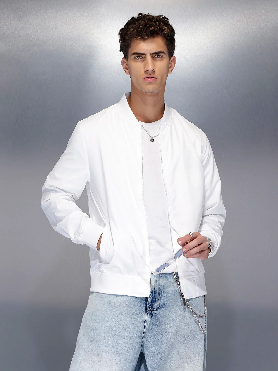 Lightweight classic bomber Jacket | White