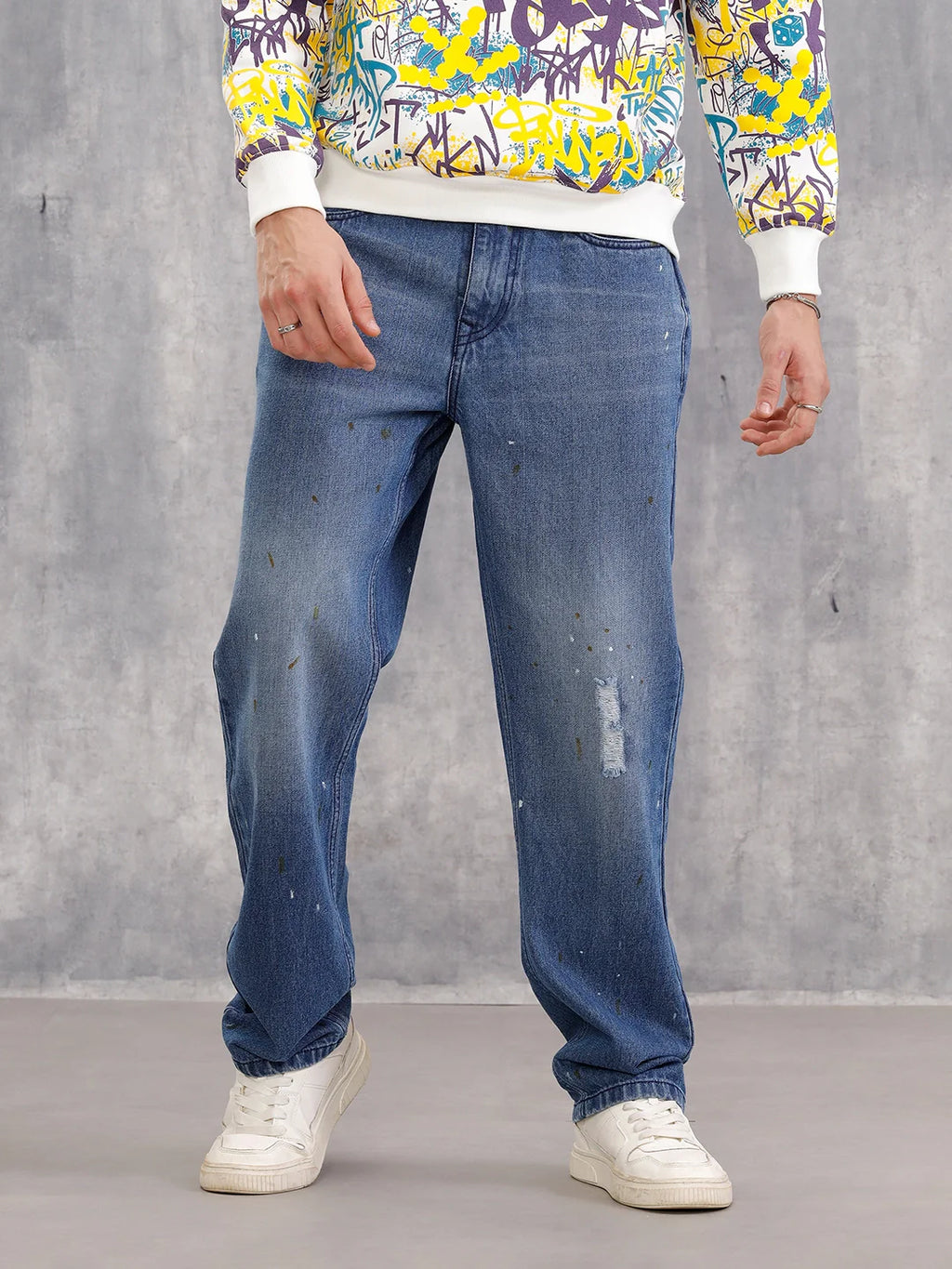 Mid Blue Anti Fit Mild Distressed Jeans I Midstone|