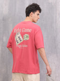 Game Inspired Graphic Printed Oversized Fit T-shirt | Red