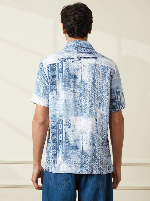 AOP Fluid Light Weight Viscose Shirt | Blue
