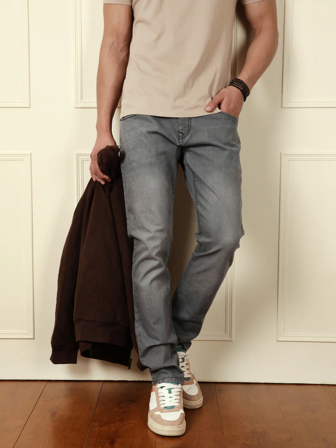 Faded Slim Tapered Jeans | Grey