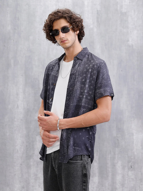 Fluid AOP Slim Fit Shirt | Black