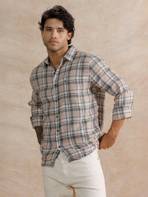 Dobby Textured Regular Fit Shirt | Beige