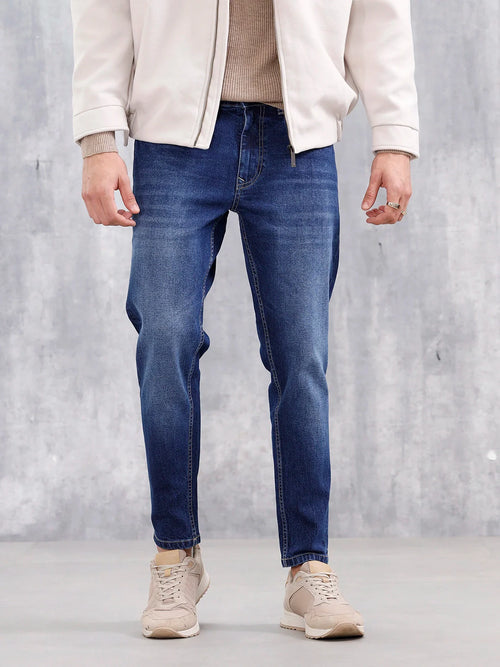 Men Casual Skinny Crop Jeans | Dark Stone