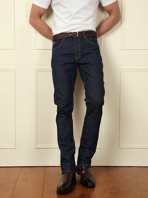 Casual Light Fade Straight Fit Jeans | Dark Blue