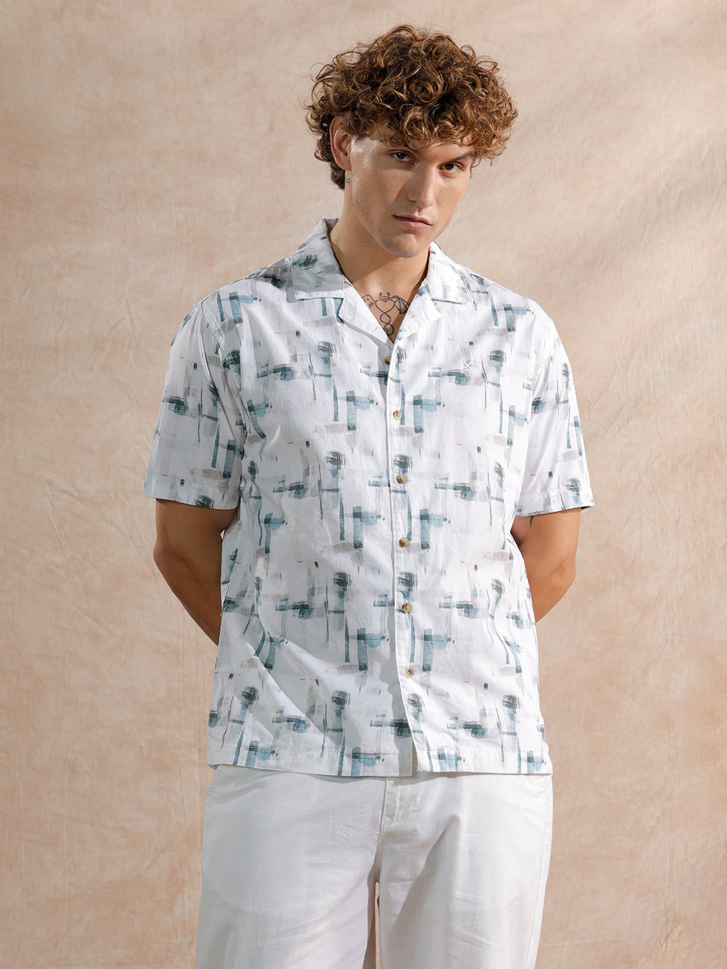 Abstract AOP Regular Fit Shirt | Off White