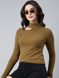 Women's Olive Choker Neck Top