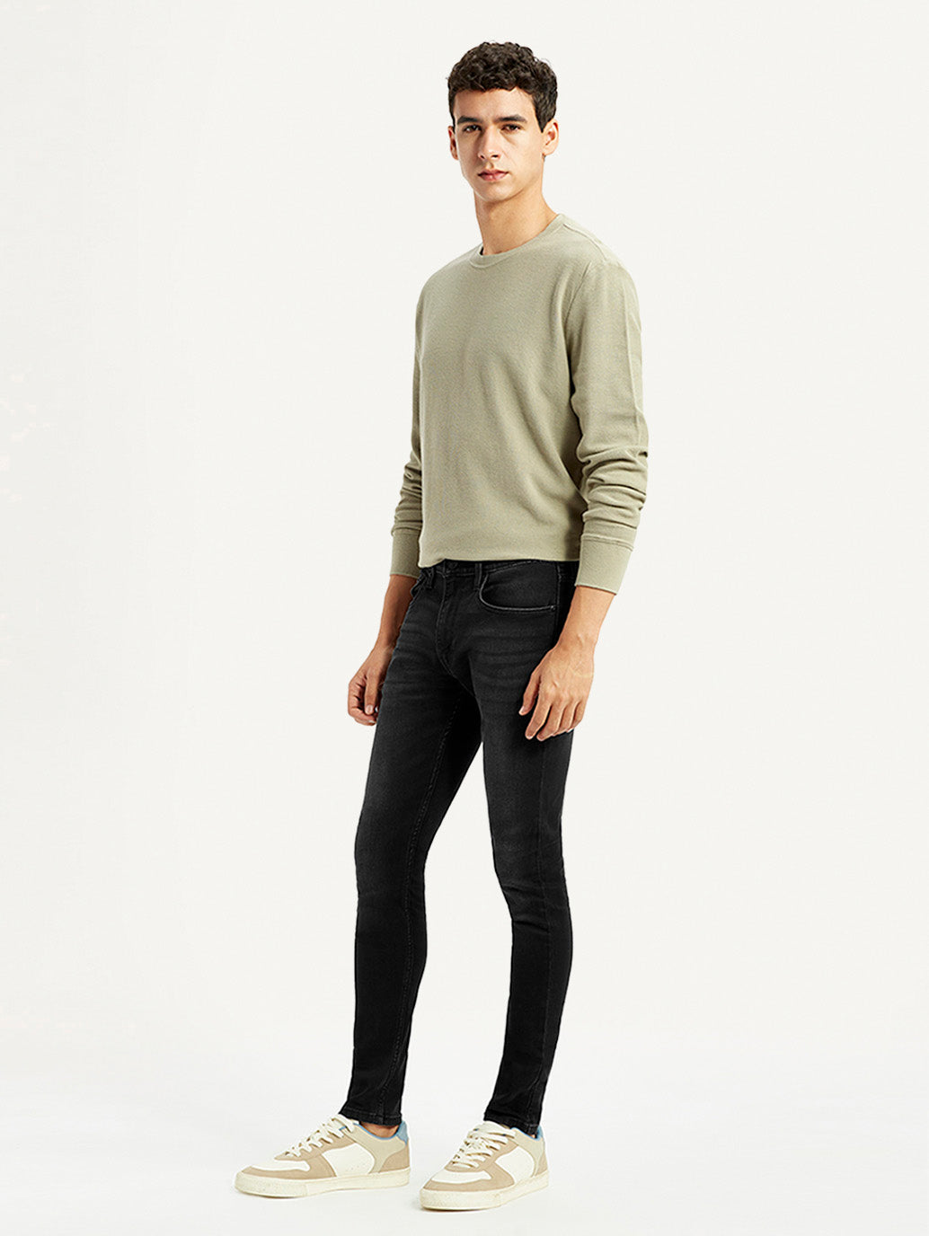 Men's Black Skinny Tapered Fit Mid Rise Jeans