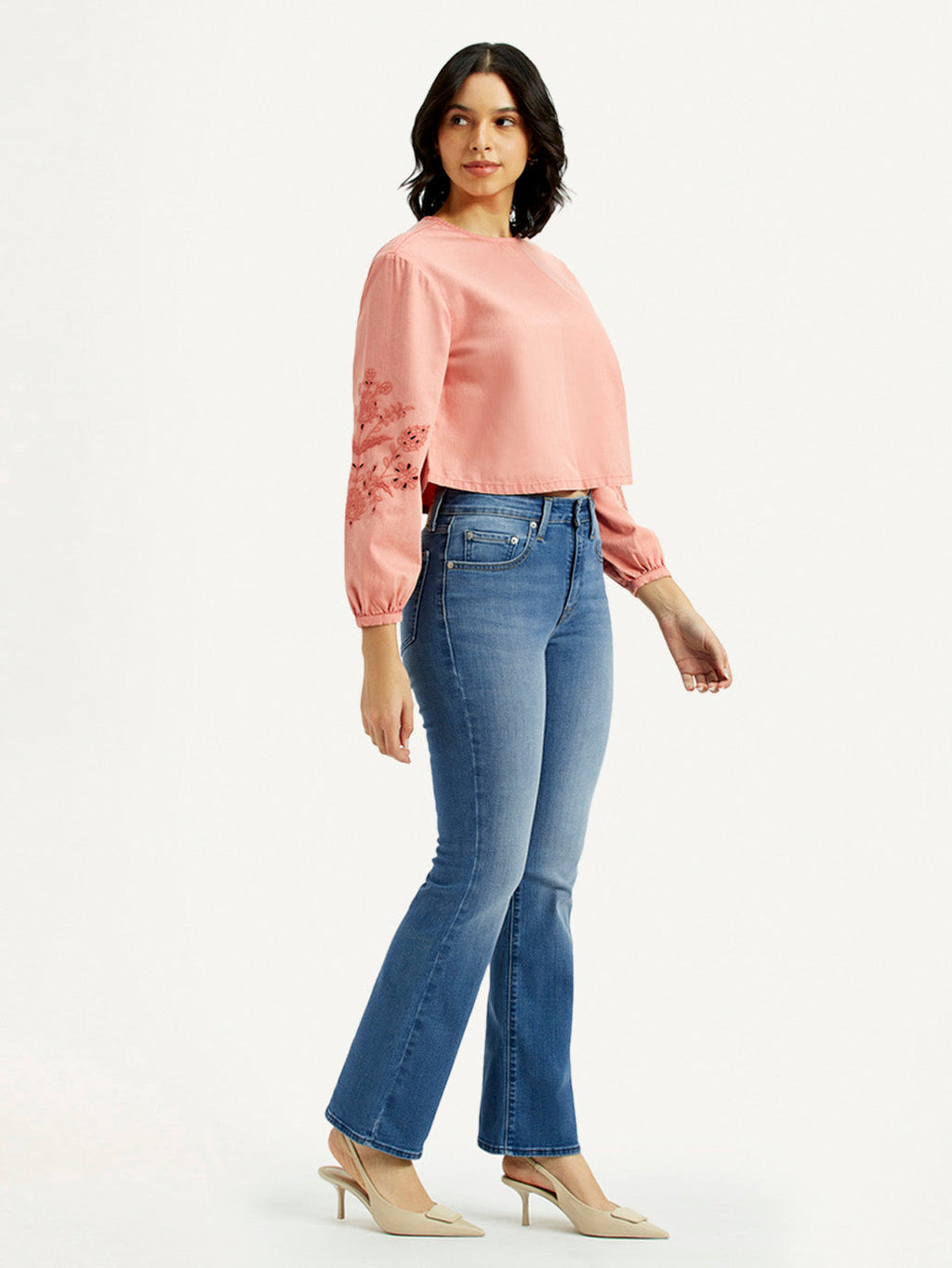 Women's 725 Med Indigo Flared Fit High Rise Jeans