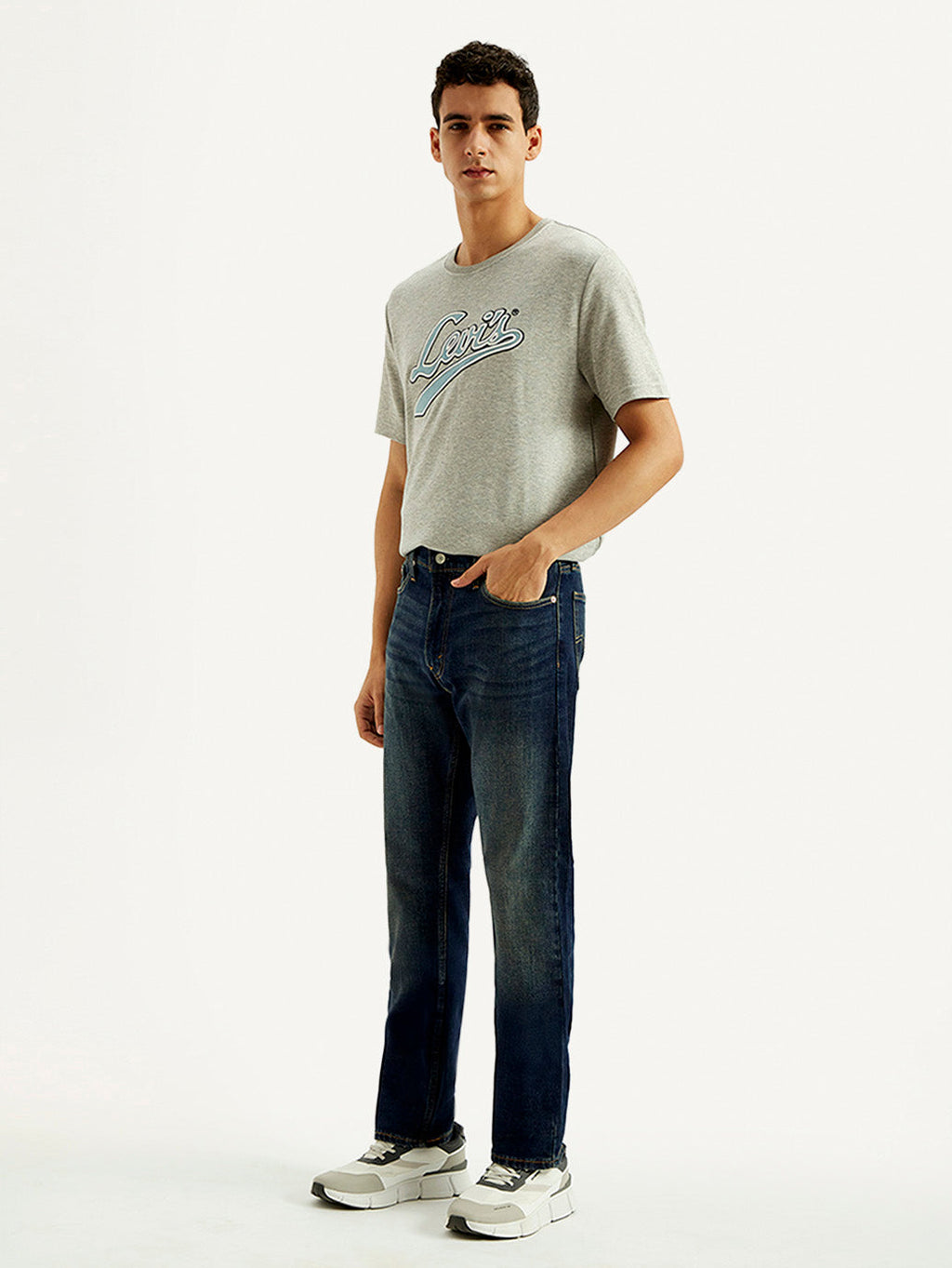 Men's 513 Dark Blue Slim Straight Fit Mid Rise Jeans