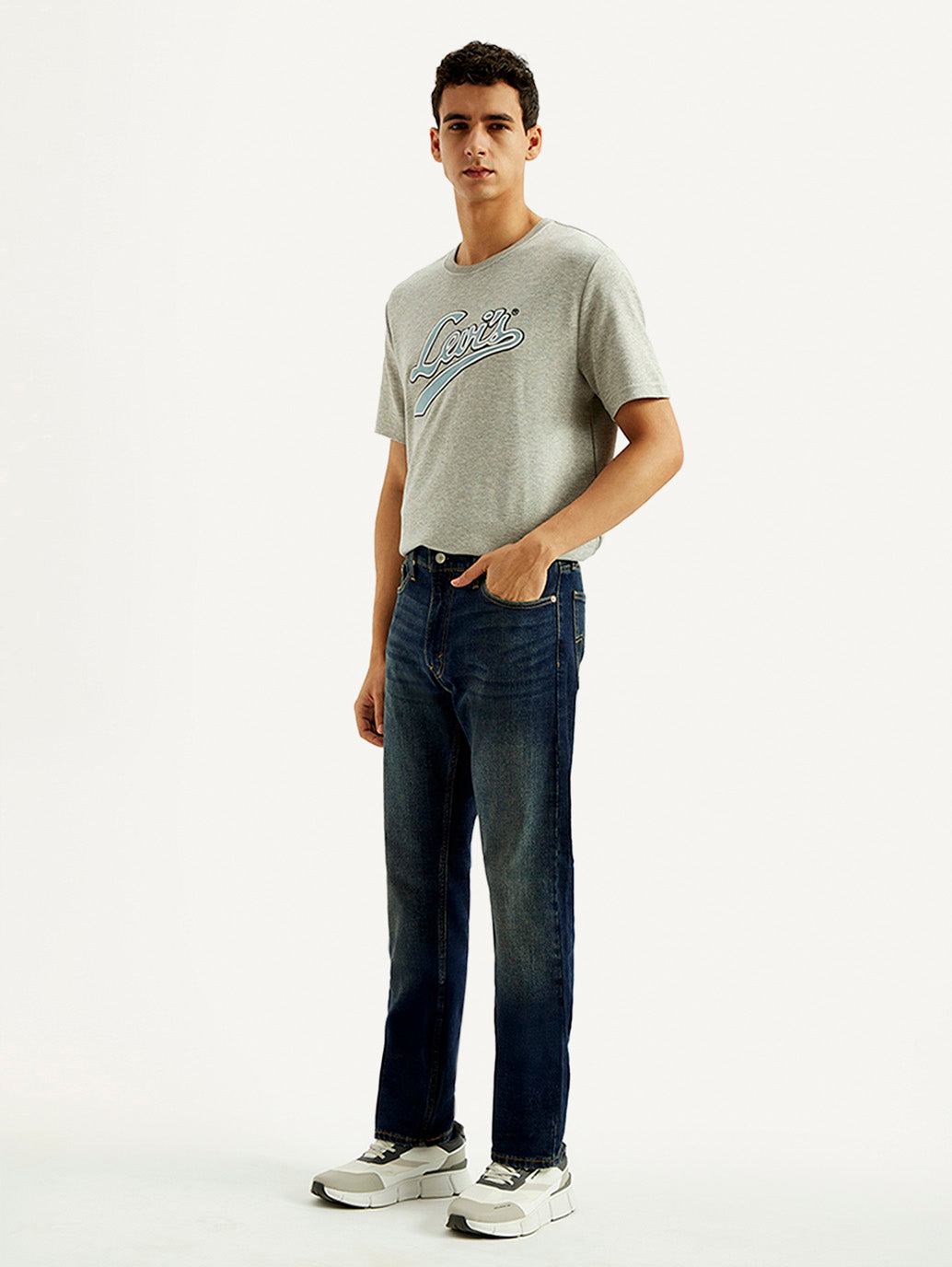 Men's 513 Dark Blue Slim Straight Fit Mid Rise Jeans