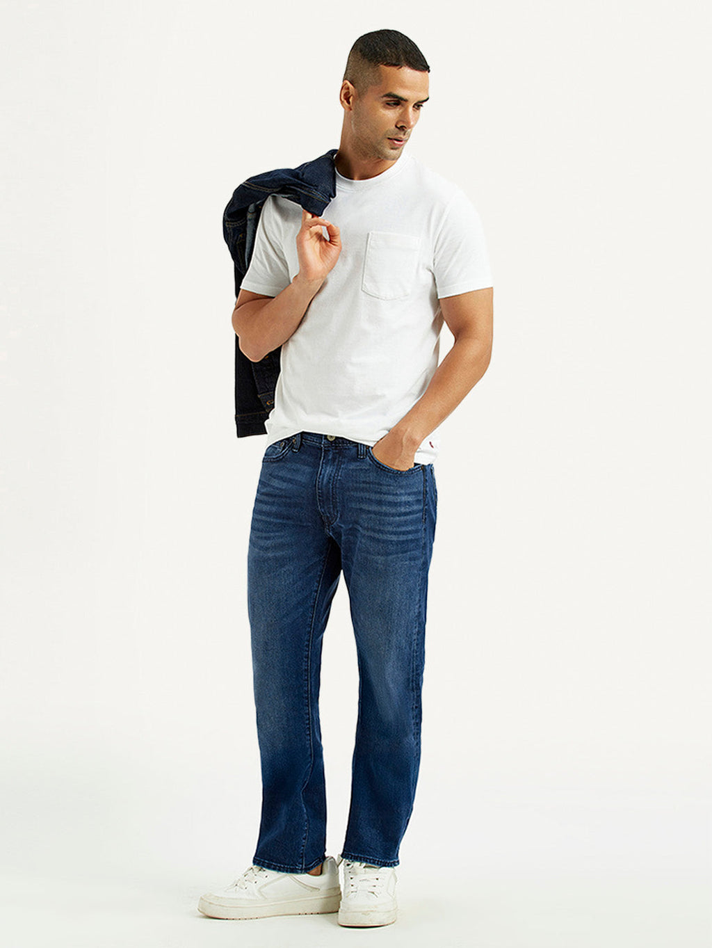 Men's 513 Blue Slim Straight Fit Mid Rise Jeans