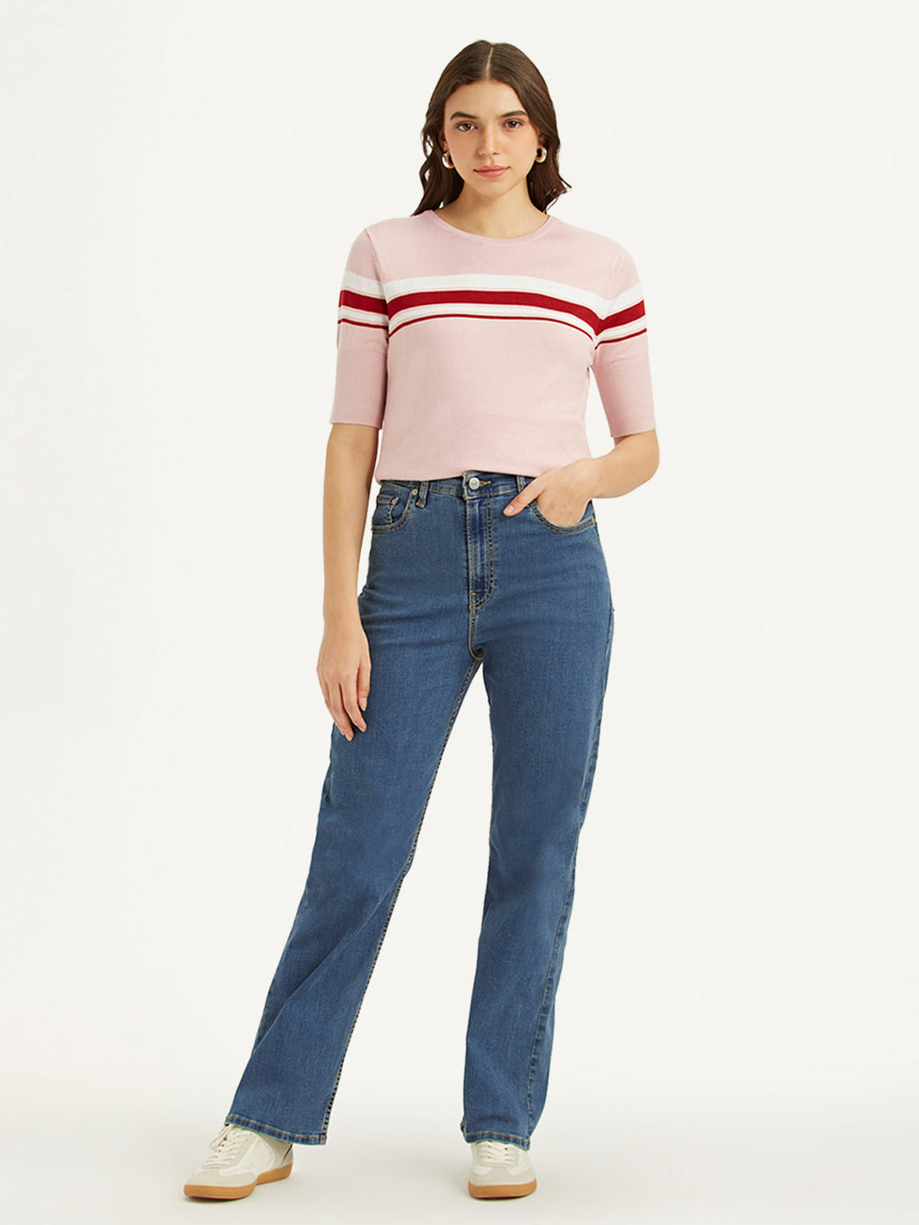 Women's Blue Ribcage Straight Fit High Rise Jeans