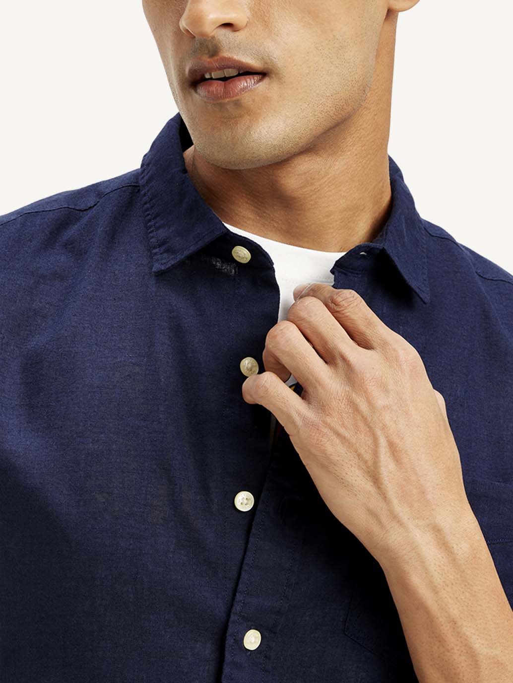 Men's Solid Slim Fit Linen Shirt