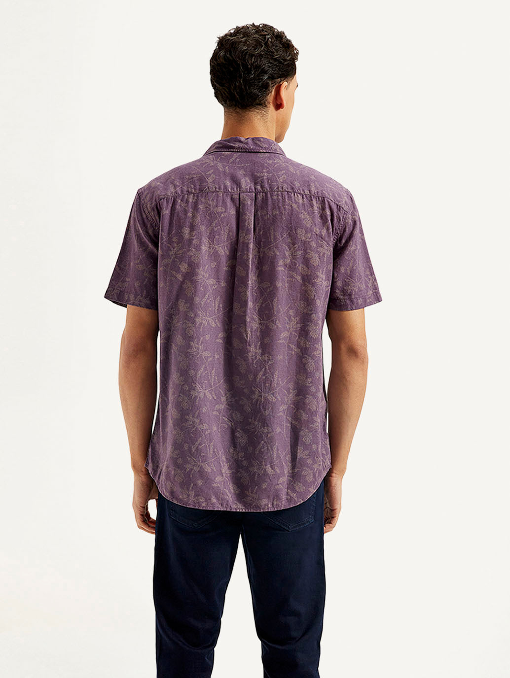 Men's Floral Slim Fit Linen Shirt