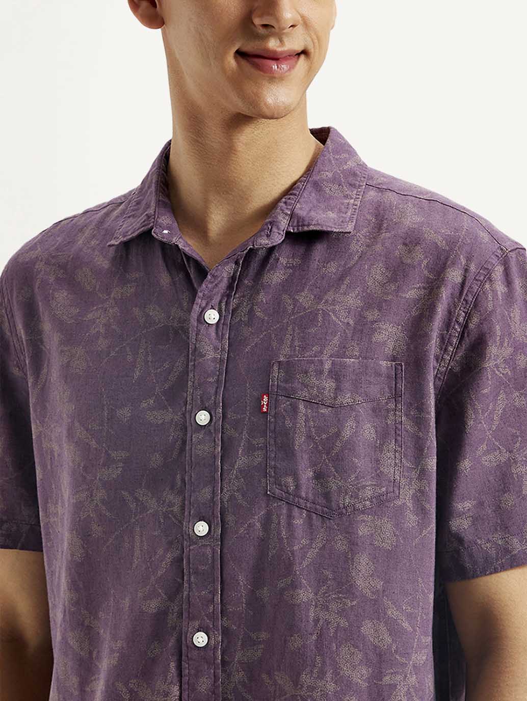 Men's Floral Slim Fit Linen Shirt