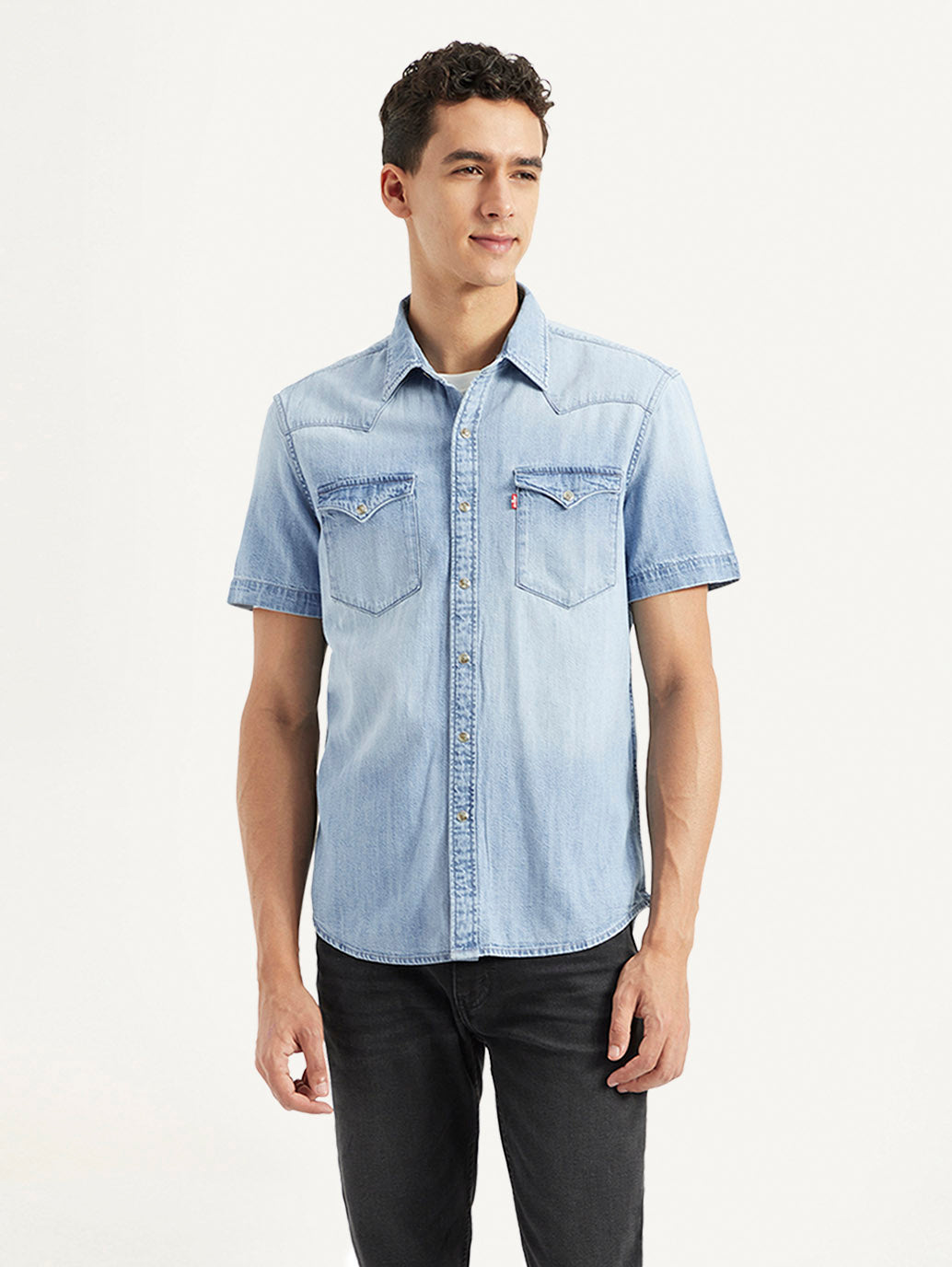 Men's Solid Slim Fit Denim Shirt