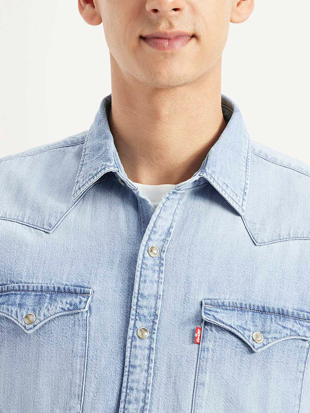 Men's Solid Slim Fit Denim Shirt