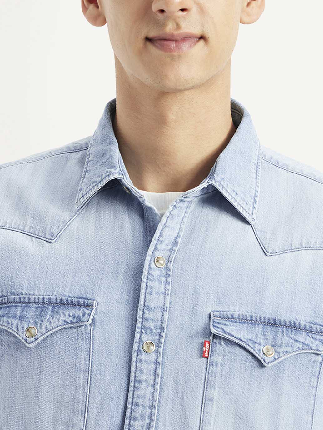 Men's Solid Slim Fit Denim Shirt