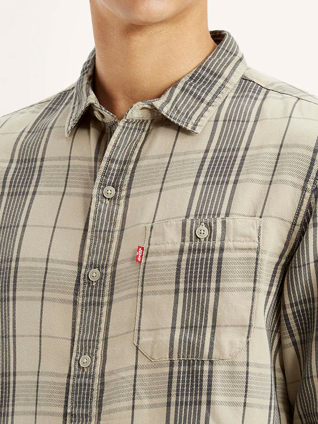 Men's Checkered Beige Slim Fit Shirt