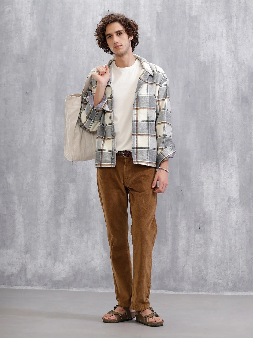 Corduroy Straight Fit Trousers  | Khaki