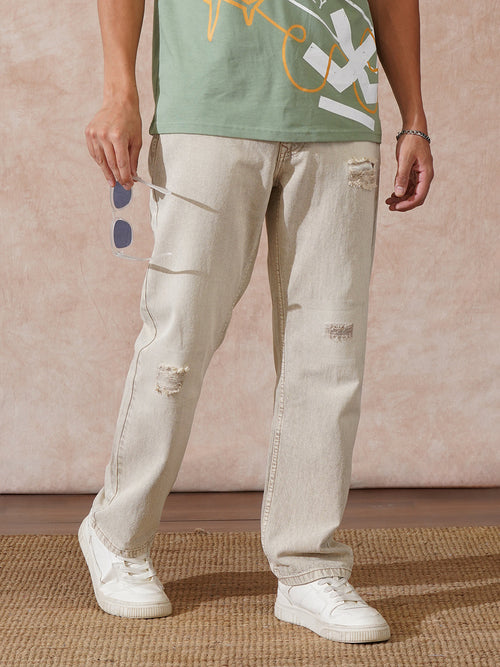 Heavy Fade Anti Fit Jeans | Ecru