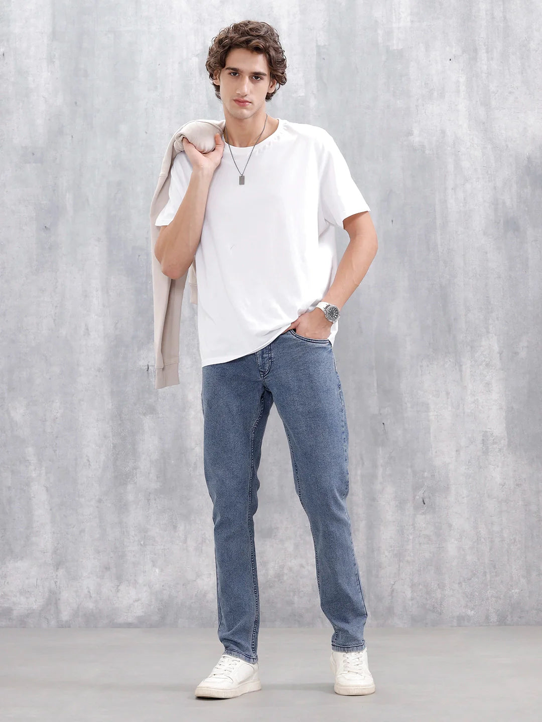 Men's Casual Slim Fit Jeans | Med Stone