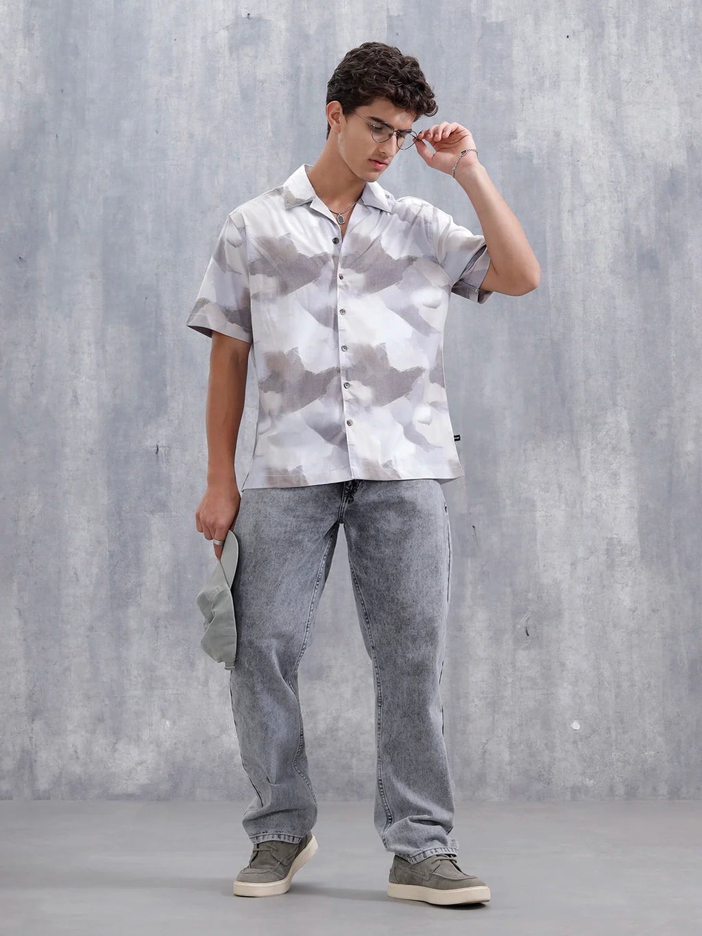 Abstract Aop Printed Comfort Fit Resort Collar Shirt | Purple