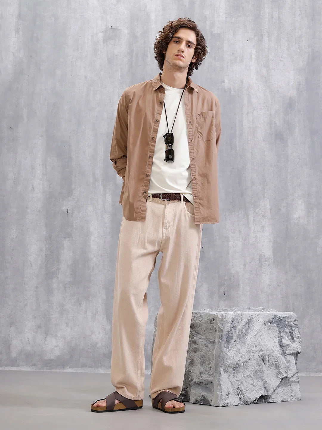 Solid Regular Fit Shirt  | Khaki