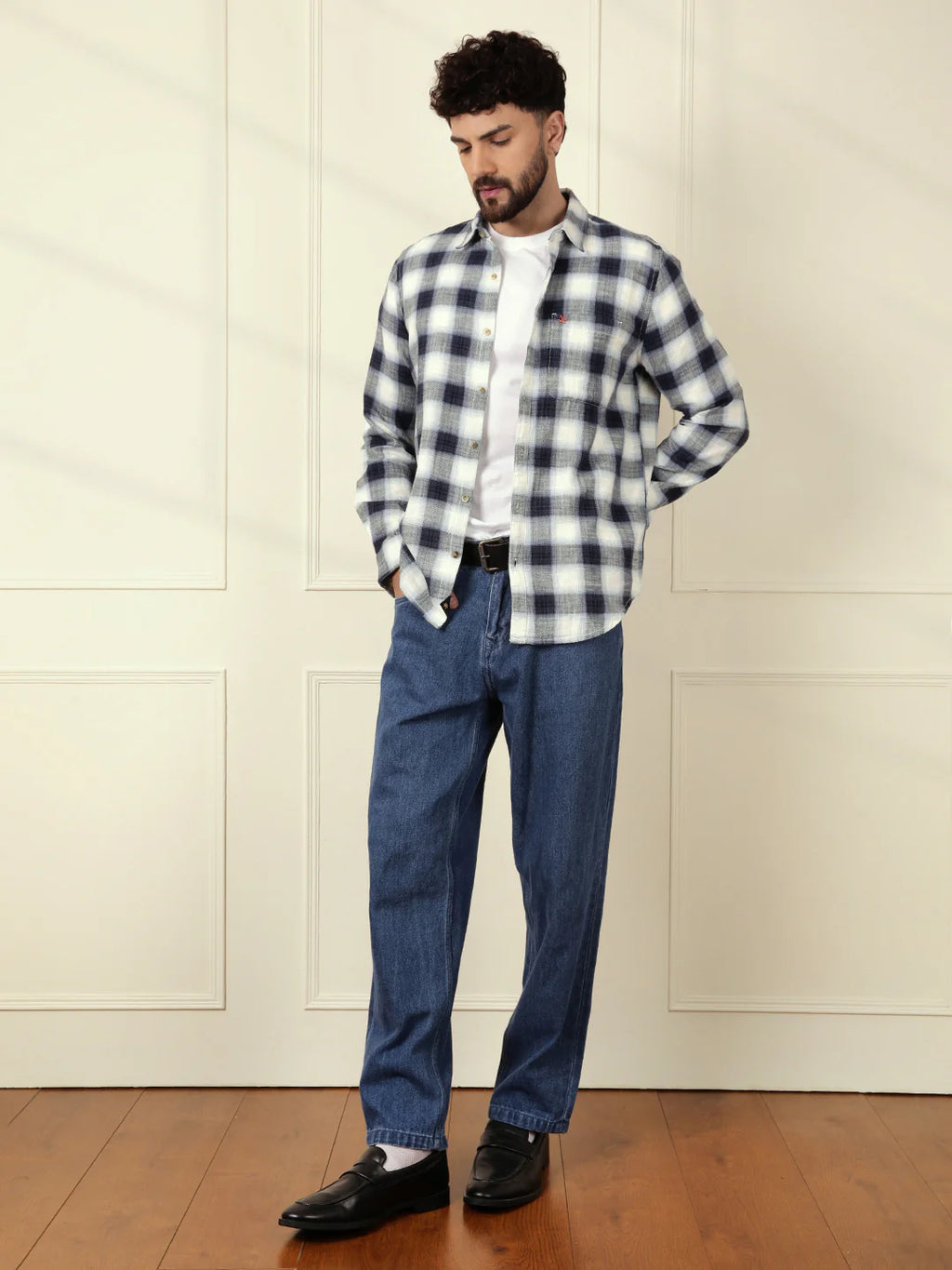 Shadow Checked Herringbone Shirt | Off White