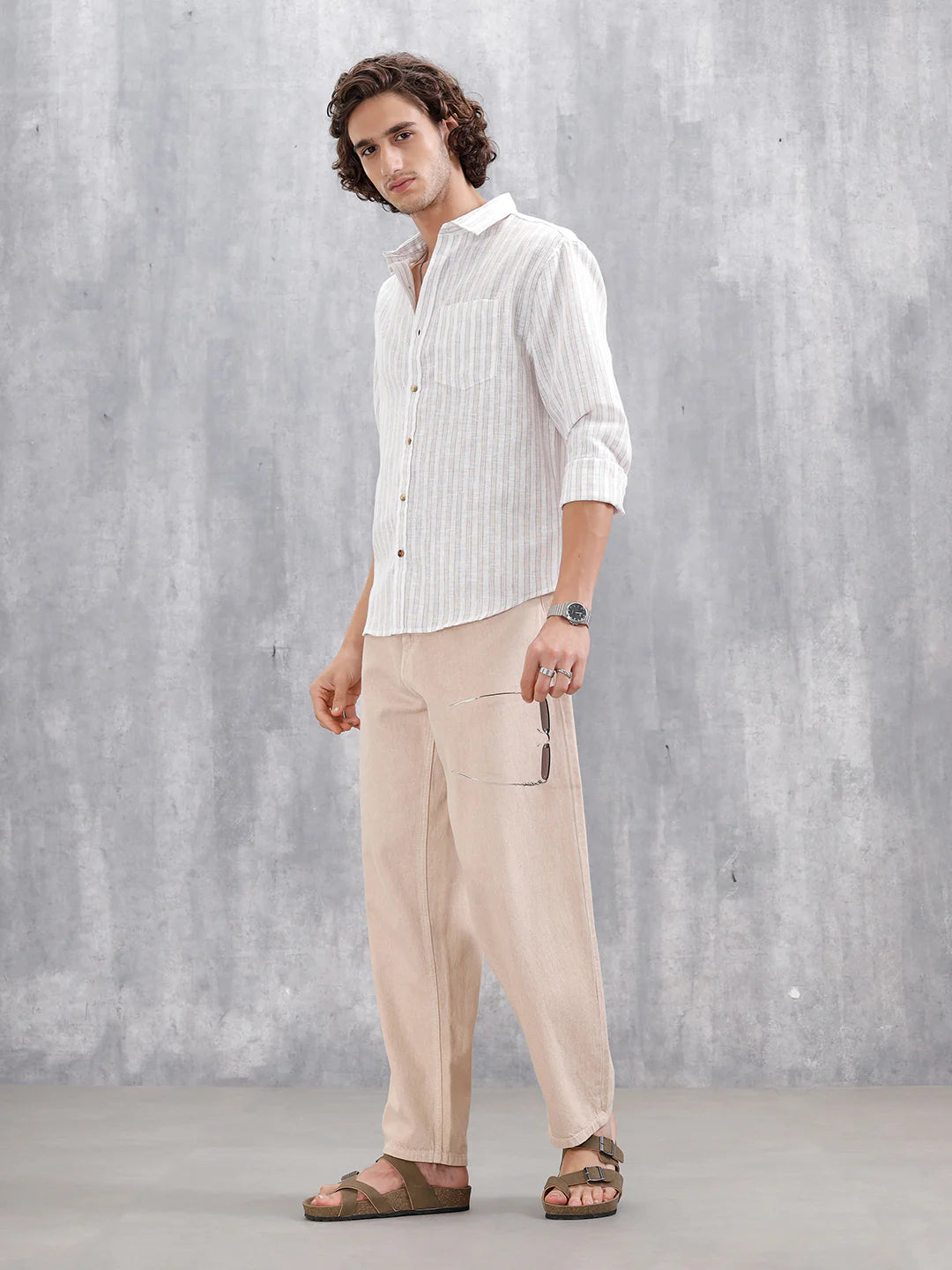 Regular Fit Cotton Striped Shirt | Off White