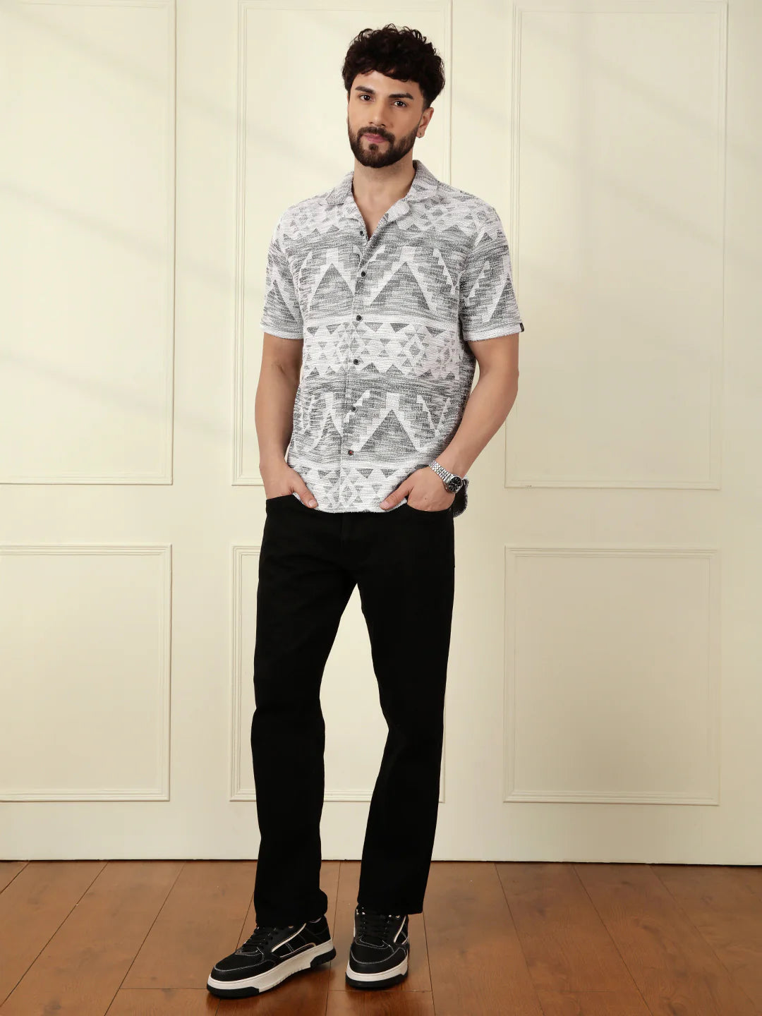 Textured Knit Shirt | Grey