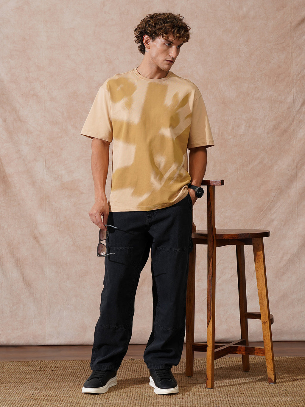 Solid Carpenter Style Loose Fit Trouser | Black