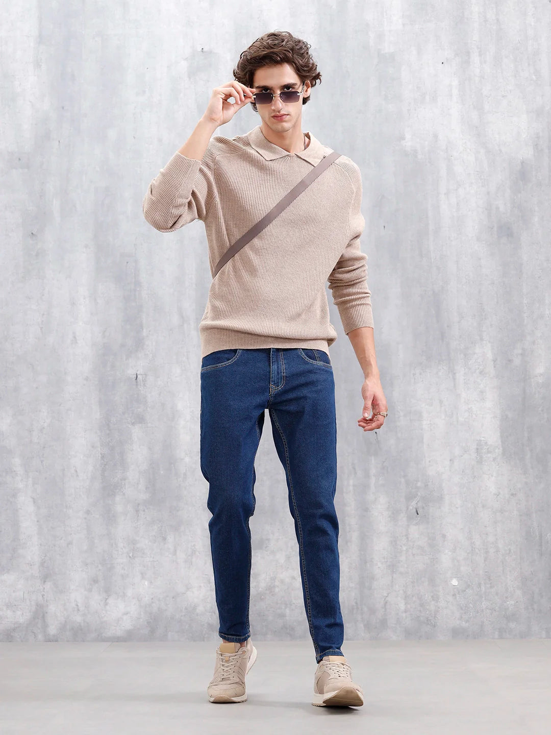 Men's Skinny Crop Casual Jeans | Dark Stone