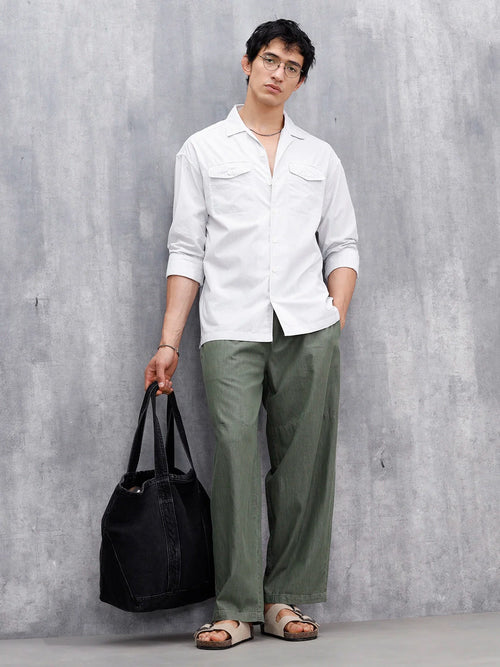 Casual Oversized Fit Striped Pattern Shirt | Off White