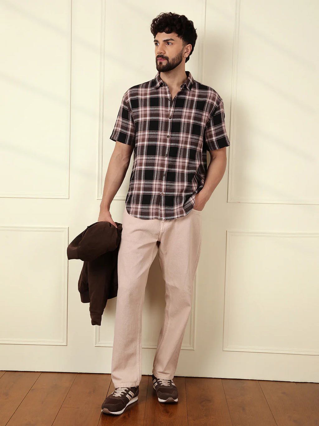 Checked Open Dobby Shirt | Black