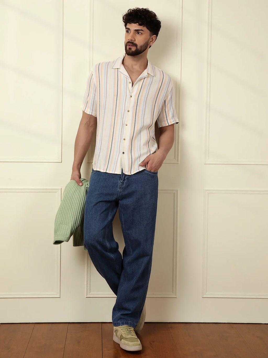 Casual Textured Short Sleeve Shirt | Off White