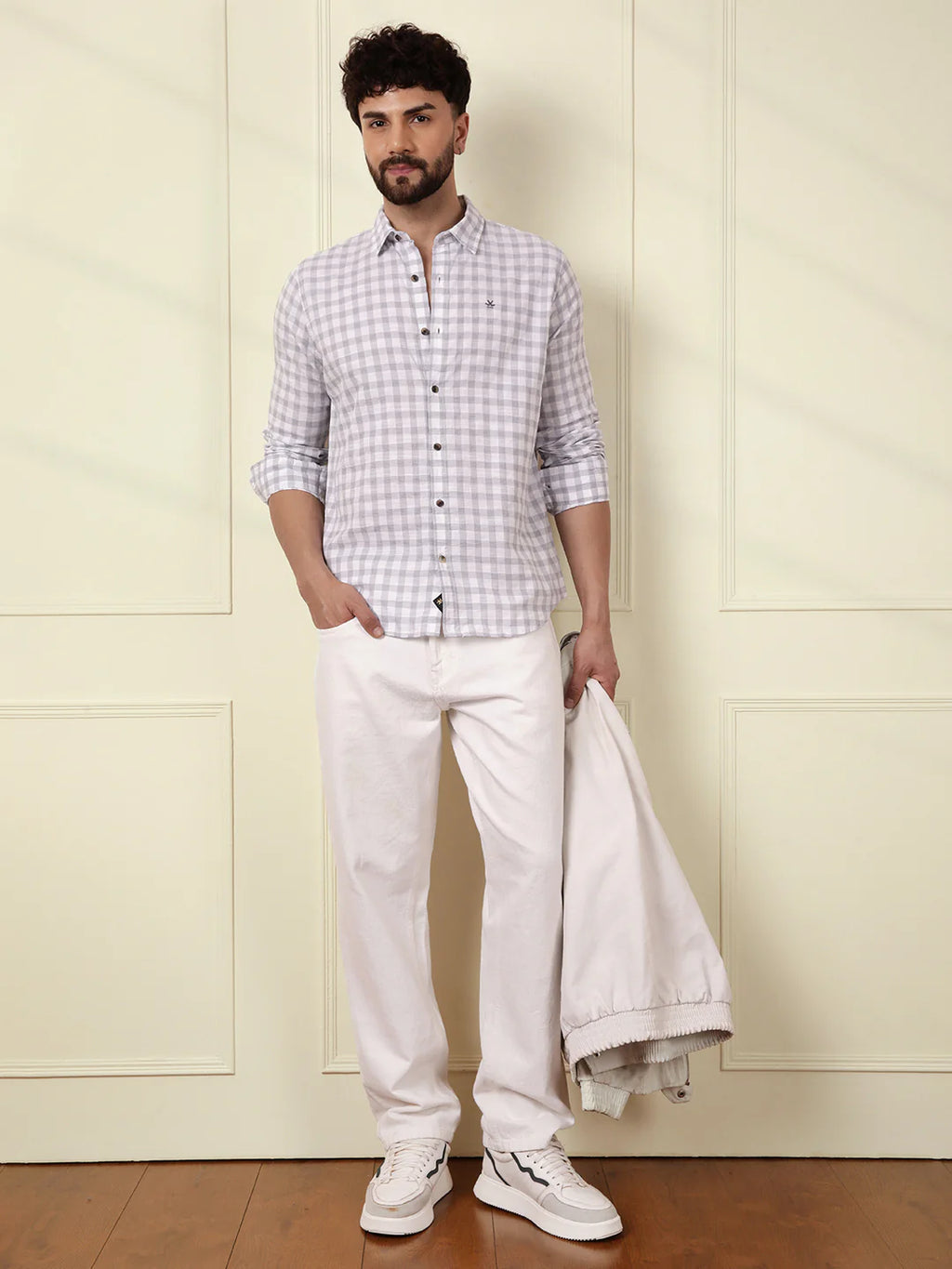 Textured Dobby Cotton Shirt | Grey