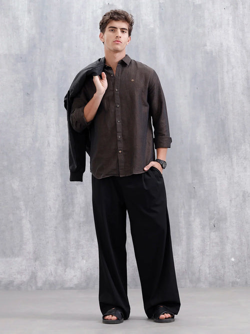 Men's Casual Solid Shirt | Brown
