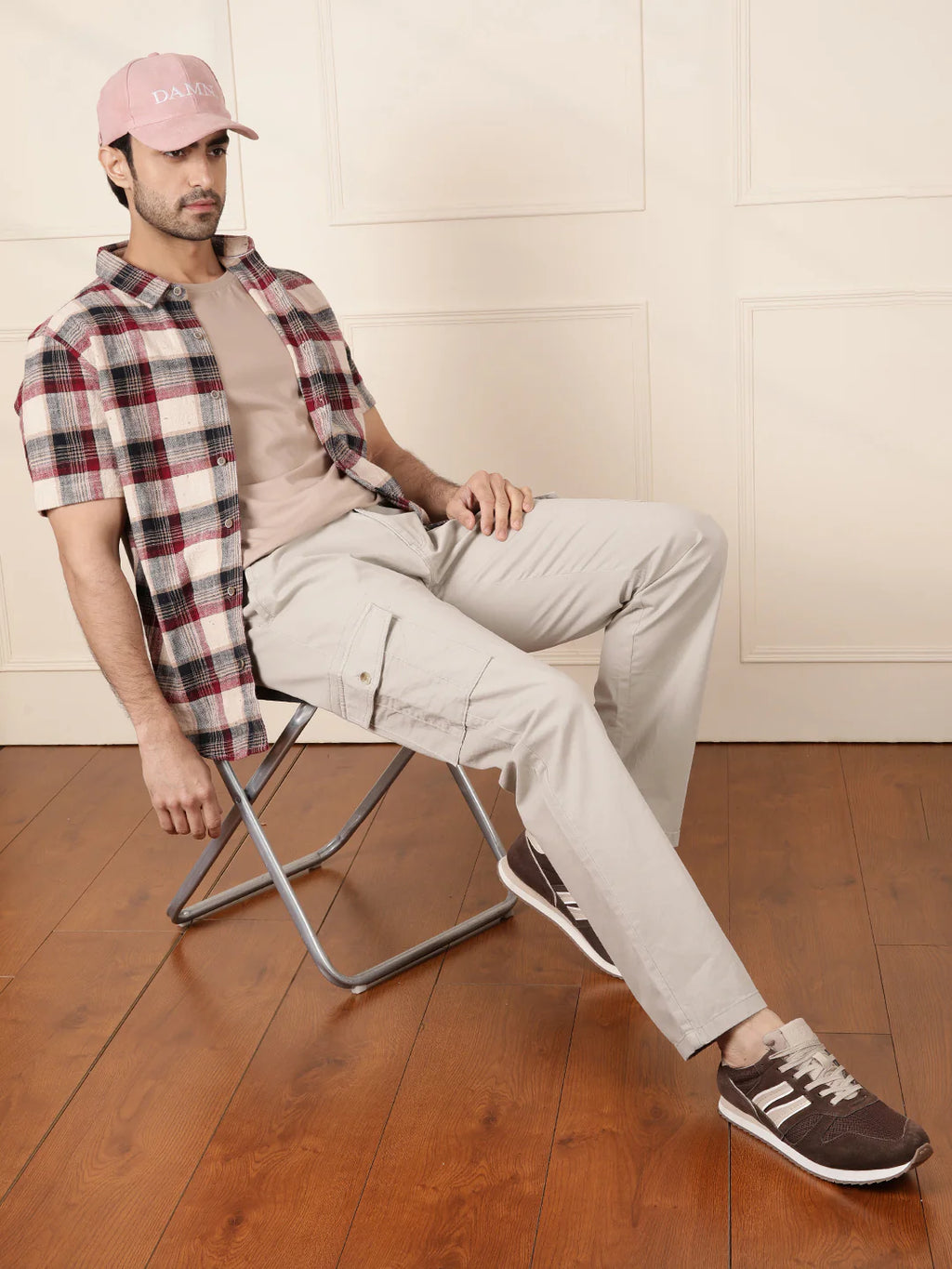 Peached Cotton Cargo Trouser | Light Grey