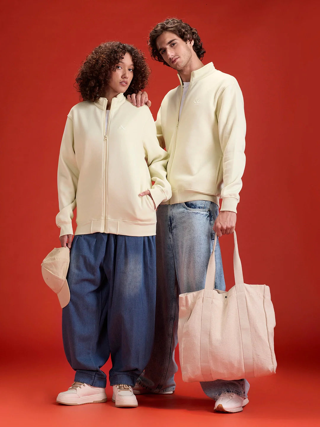 Men’S Solid Zip-Up Stand Collar Sweatshirt | Aloe Wash