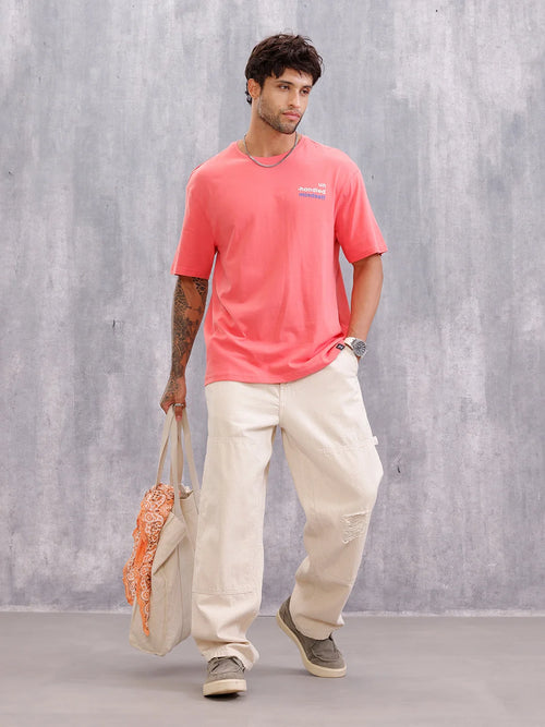 Graphic Printed Oversized Fit T-shirt | Pink